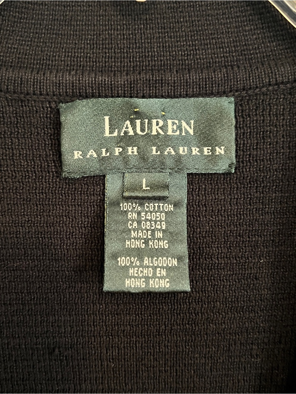 Lauren Ralph Lauren 100% Cotton Classic Crest Blazer Cardigan w Pockets Black - Picture 4 of 11